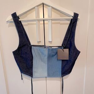 Le Lis Denim Corset Cropped Tank (New w/ Tags)